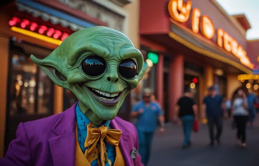 An alien in Las Vegas on the strip, AI Video generated with Leonardo.Ai